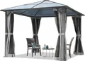 Produktbild: Gartenpavillon 3x3 m ca 6 mm Polycarbonat-Dach mit Moskitonetzen und Seitenteilen in grau