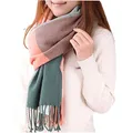 Produktbild: heekpek Damen Kariert Oversized Kaschmir Schal Lange Winterschal Weich Wraps Groß Karo Fransen Schal Warm Schal für Herbst Winter, Rosa grün