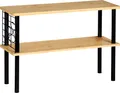 Produktbild: KESPER Küchenregal Bambus – 2 Ebenen – 55 x 20 x 38 cm – Metallgestell schwarz – inkl. Gitterhaken & Drahtgitter für Küchenutensilien – 58809