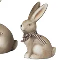 Produktbild: Dekofigur Hase KLASSIK mit Karo-Schleife H. 17cm creme braun Formano F25