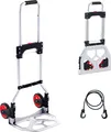 Produktbild: VEVOR Sackkarre Klappbar 80kg Transportkarre aus Aluminiumlegierung und Kunststoff Stapelkarre mit verstellbarem Griff 715-930mm Faltbarer Trolley inkl. Bindeseil kompakte Größe zum Verstauen