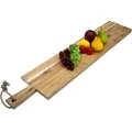 Produktbild: Xxl Teak Servierbrett Mit Griff - 100 X 20 Cm - Holz Servierplatte Lebensmittelecht - Antipasti Holzbrett Für Wurst Käse Vorspeisen