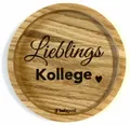 Produktbild: holzpost GmbH Getränkeuntersetzer Lieblingskollege, 1-tlg., massives Eichenholz, Runde Einkerbung