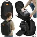 Produktbild: Outtec® Kompressions Handgepäck Rucksack - Kabinenrucksack - Flugzeug Rucksack - Ryanair - 26 L - 40 x 30 x 20 cm - inkl. Pumpe - Schwarz