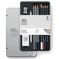 Produktbild: Winsor & Newton 490010 Skizzierstifte Set - 10 teilig - 3 Bleistifte - 2B, 6B, 8B, 4 Zeichenstifte, charcoal, Pierre noire, Sepia , white charocoal, Papierwischer, Radiergummi, Spitzer