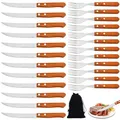 Produktbild: BAIFULAI 24 Stück Steakbesteck, Stahl Besteckset mit Holzgriff, Enthält 12 Stück Steakmesser und 12 Stück Steakgabel, Steakbesteck Set für 12 Personen, Steakmesser Set, Nicht spülmaschinenfest