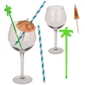 Produktbild: Cocktail Glas Set 8tlg. Trinkhalmen Schirmchen Untersetzer Party Summer BBQ