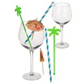 Produktbild: Cocktail Set 10tlg. Cocktailgläser Papierschirmchen Trinkhalm Untersetzer Rührer