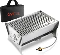 Produktbild: ovicue Grill groß L | Mobiler Steck-Gasgrill – Tragbarer Edelstahlgrill mit Stecksystem – Gas- & Holzkohlebetrieb – Inkl. Tragetasche – Perfekt für Camping, Balkon, Garten & Outdoor