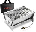 Produktbild: ovicue Grill | Mobiler Steck-Gasgrill – Tragbarer Edelstahlgrill mit Stecksystem – Gas- & Holzkohlebetrieb – Inkl. Tragetasche – Perfekt für Camping, Balkon, Garten & Outdoor - Camping Grill