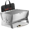 Produktbild: ovicue Mobiler Steck-Gasgrill L Tragbarer Grill Gas & Holzkohle mit Tragetasche