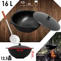 Produktbild: Gusseisen Kasan 16L eben NAMANGAN Aluminium Deckel Campingtopf Kazan WOK Kessel Camping BBQ Asia Schaumkelle