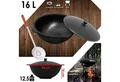 Produktbild: 4BIG.fun Grilltopf Gusseisen Kasan 16L Alu Deckel WOK Schaumkelle, Gusseisen (Gusseisener Kasan mit Deckel und Schaumkelle)