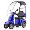 Produktbild: VELECO GRAVIS - 4-Rad-Mobilitätsroller mit Dach - komplett montiert und einsatzbereit - sicher und stabil - volle LED-Beleuchtung - geräumiger Stauraum & Getränkehalter (Blau)