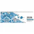 Produktbild: Tischquerkalender blau 2026 - 29,6x9,9 cm - 1 Woche auf 2 Seiten - Stundeneinteilung 7 - 19 Uhr - inkl. Jahresübersicht - Bürokalender - 116-0015