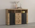 Produktbild: INOSIGN Sideboard Roger,Breite 132cm, stilvolle Schrank, 2 Holztüren 3 Schubladen, Kommode mit viel Stauraum, Einlegeböden verstellbar