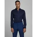 Produktbild: Jack & Jones Businesshemd JJPRPARMA in Skinny Fit, Stretchanteil und verstellbaren Manschetten sehr schmal, Web, Baumwollmischung blau L