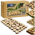 Produktbild: MODO24 Gehweg Gartenweg aus Holz, 1 Modul, Gartentritt, Trittplatten, Holzscheibe, Holzscheiben, Weg Holzpfad, Gartenplatten, Beetplatten, Bodenplatten, Gehwegplatten, FSC Holz, Modulmaß 80x40x2 cm