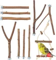 Produktbild: ® 10er Natur Sitzstangen Set für Vögel inkl. GRATIS Schaukel und 3 Y Stangen ...