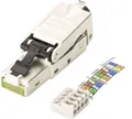 Produktbild: Digitus RJ45 Netzwerk Steckverbinder CAT 6a, Unbestückt [1x LSA, Schneid-Klemm, Schnellanschluss - 1x RJ45-Stecker, RJ45-Stecker 8p8c] Silber, Stahl