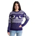 Produktbild: BlauerHafen Weihnachtspullover Damen Weihnachts Pullover lange Ärmel Knit Rundhals Christmas Jumper blau XL