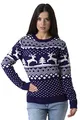 Produktbild: BlauerHafen Damen Weihnachten Jumper Lange Ärmel Knit Rundhals Crew Christmas Xmas Sweater (Navy, XL)