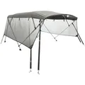 Produktbild: vidaXL Bodenschutzplane 4-Bow Bimini-Top mit Mesh-Seitenteilen 243x(170-182)x137 cm (1-St) grau 182 cm x 243 cm x 137 cm