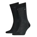 Produktbild: Tommy Hilfiger Herrensocken Doppelpack Uni/Ringel schwarz Größe 39-42