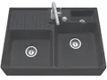 Produktbild: Villeroy & Boch Spülstein Doppelbecken Graphit - 6323 92 i4 Keramikspüle inkl. Hahnlöcher 1+2
