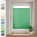 Produktbild: Sonello Plissee Klemmfix ohne Bohren 40cm x 140cm Grün Faltrollo Plisseerollo Jalousie für Tür & Fenster Blickdicht Sichtschutz Sonnenschutz Fertifplissee Rollo