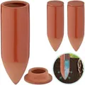 Produktbild: Relaxdays 3Xtonkegel, Hellbraun, Keramik, 6.5x20x6.5 cm, Gartenzubehör, Gartenpflege, Gartenschläuche & Zubehör