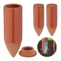 Produktbild: Relaxdays Tonkegel Bewässerung, 3er Set, 330ml, Gießhilfe Zimmerpflanzen, Balkonkästen, Gießkegel mit Deckel, terrakotta