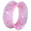 Produktbild: viva-adorno Plug 1 Stück Tube Flesh Tunnel Silikon Ohr Piercing flexibel, Glitter Glitzer Opal schimmernd Farbspritzer Größe 8 bis 16mm rosa 14mm
