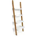 Produktbild: Relaxdays Leiterregal Bamboo, 4 Ablagen, Bambus, Wohnzimmer & Arbeitszimmer, Regal, HBT: 144 x 56 x 34 cm, natur/weiß