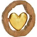 Produktbild: Goldenes Deko Herz in asymetrischem Holzrahmen | goldene Dekoartikel