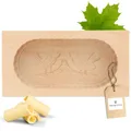 Produktbild: HOFMEISTER® Butterform, für 250 g Butter, 19 cm, 2 Vögel, handgeschnitzt in Deutschland, Butter-Form zum Dekorieren, eckige Sturz-Form, Butter-Model aus heimischem Ahorn-Holz