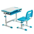 Produktbild: COSTWAY Kinderschreibtisch, mit Stuhl, neigbare Tischplatte, höhenverstellbar blau 52 cm - 77 cm
