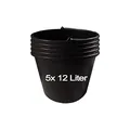 Produktbild: Hossi's Wholesale 5X Baueimer 12l aus Kunststoff, stabile Maurerkübel, Mörtelkübel für Baustelle und Garten