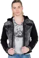 Produktbild: Cipo & Baxx Herren Hybrid-Denimjacke CJ-155 Schwarz - Klassische Denim, Sport Verschiedene Jackenmodelle - Sweat-Kapuze und Sweatärmeln - mit Modernen Komfort-Details - CJ-155 Schwarz S