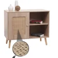 Produktbild: Kommode HWC-M39, Highboard, Kubu Rattan Holz Melamin, 67x80x38cm Eiche-Optik