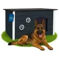 Produktbild: Outentin Tierhaus Isoliert und Wetterfest Hundehaus für Draußen 105x71x64cm - Flachdach, Wetterfest, Ungiftige Beschichtung grau 105 cm x 64 cm x 71 cm