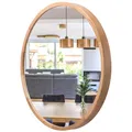 Produktbild: STOLARNIA PIKA Wandspiegel mit Holzrahmen (∅57 cm) - Spiegel Rund Holz Eiche - Runder Bad Spiegel für Badezimmer, Flur, Wohnzimmer, Schlafzimmer - Stilvoller 60 cm Badspiegel LEJA