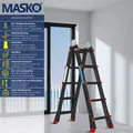 Produktbild: MASKO Aluminium 6in1 Mehrzweckleiter – 20 Sprossen - 520 cm 150 Kg, ausziehbar, Rutschfest, Multifunktional, Gelenkleiter, Anlegeleiter, Klappleiter, beidseitige Steh- und Treppenleiter