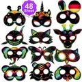 Produktbild: Qpout 48Stk. Scratch Art Masken für Kinder, Tiere Kratzbilder Masken Set mit