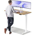Produktbild: Desktronic Höhenverstellbarer Schreibtisch aus massivem Eichenholz (140x70cm) – Elektrisch höhenverstellbar mit flüsterleisem Dual-Motor & Touchscreen – Hohe Tragfähigkeit – Stehtisch HomePro