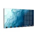 Produktbild: DEQORI Wandgarderobe Glas & Metall | Motiv Aufgewühlte Wellen | 60x30 cm | Design Haken-Leiste modern | Garderoben-Paneel für Flur, Wohnzimmer & Schlafzimmer | magnetisch & beschreibbar