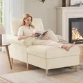 Produktbild: BTM Schlafcouch Gepolsterter Schlafsessel, Bequemer Lesesessel, Samtbezogener Chaiselongue, Sofa Sitzsack für Wohn- und Schlafzimmer, Beige