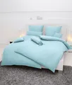 Produktbild: Janine Bettwäsche Mako-Soft-Seersucker Bettwäsche 155x200,80x80 PIANO blau, Bettbezug Kopfkissenbezug Set kuschelig weich hochwertig