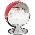 Produktbild: Relaxdays Zuckerdose, Mit Rolldeckel, Glänzender Edelstahl, Für Zucker & Süßigkeiten, Bonbondose, Zuckerkugel, Rot