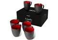 Produktbild: MiaMio Tasse 6 x 350 ml Kaffeetassen Set Außen Schwarz Innen Farbig (Rot)
